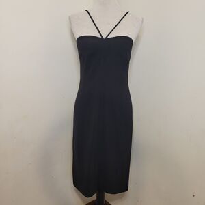 Ann Taylor LOFT Black Midi Dress Women’s Size 6 Built-In Bra Sleeveless